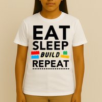 Eat Sleep Build Repeat Building Blocks Bricks Master Builder T-Shirt