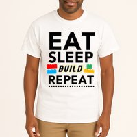 Eat Sleep Build Repeat Building Blocks Bricks Master Builder Tall T-Shirt
