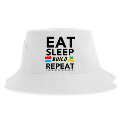 Eat Sleep Build Repeat Building Blocks Bricks Master Builder Sustainable Bucket Hat