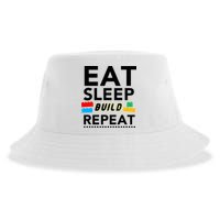 Eat Sleep Build Repeat Building Blocks Bricks Master Builder Sustainable Bucket Hat