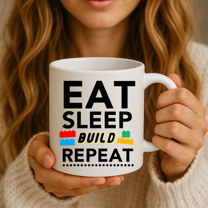 Eat Sleep Build Repeat Building Blocks Bricks Master Builder Mug