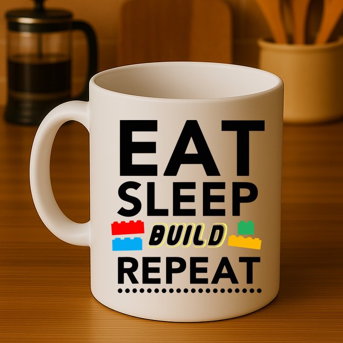 Eat Sleep Build Repeat Building Blocks Bricks Master Builder Mug