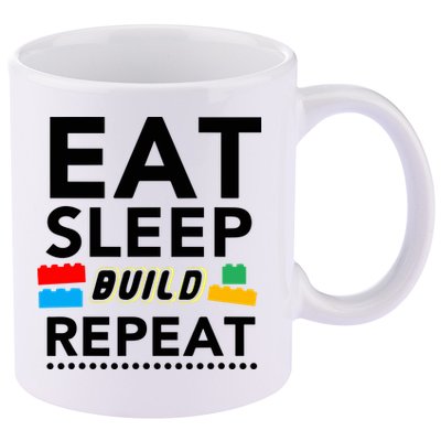 Eat Sleep Build Repeat Building Blocks Bricks Master Builder 11oz C Handle Ceramic Mug