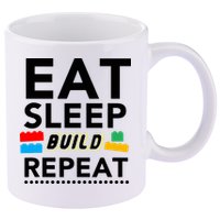 Eat Sleep Build Repeat Building Blocks Bricks Master Builder 11oz C Handle Ceramic Mug