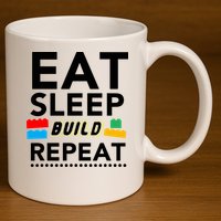 Eat Sleep Build Repeat Building Blocks Bricks Master Builder 11oz C Handle Ceramic Mug