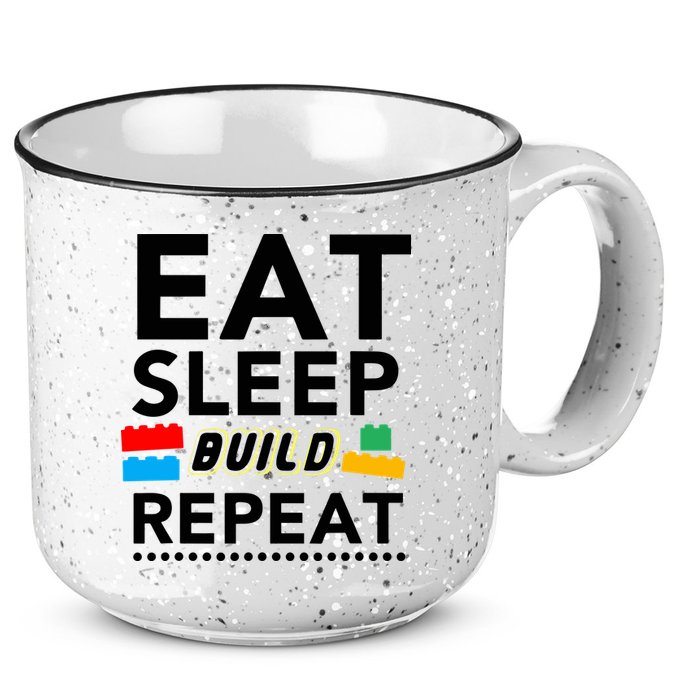 Eat Sleep Build Repeat Building Blocks Bricks Master Builder 15oz Campfire Ceramic Mug