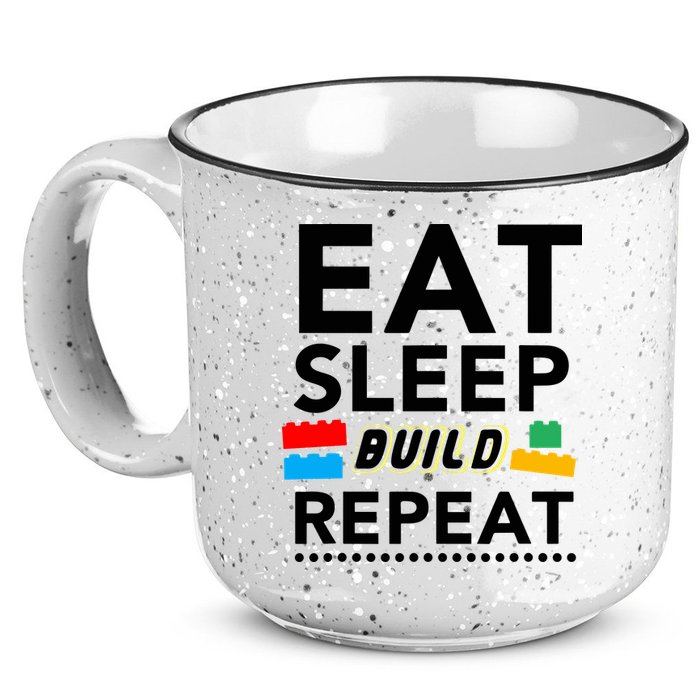 Eat Sleep Build Repeat Building Blocks Bricks Master Builder 15oz Campfire Ceramic Mug