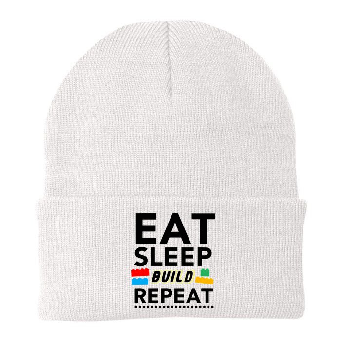 Eat Sleep Build Repeat Building Blocks Bricks Master Builder Knit Cap Winter Beanie