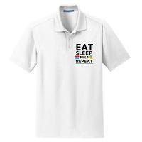 Eat Sleep Build Repeat Building Blocks Bricks Master Builder Dry Zone Grid Polo