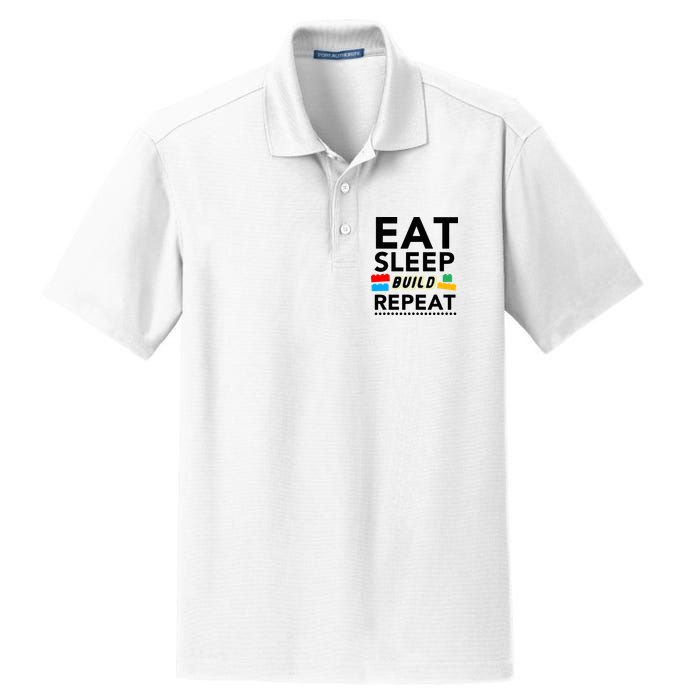 Eat Sleep Build Repeat Building Blocks Bricks Master Builder Dry Zone Grid Polo