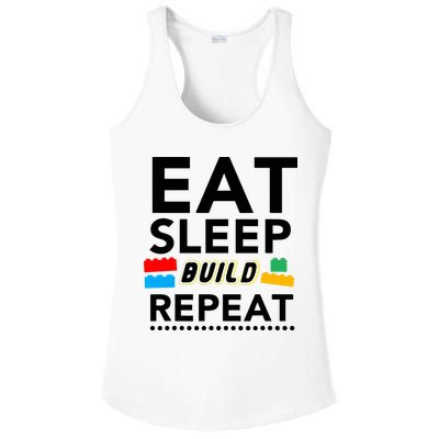 Eat Sleep Build Repeat Building Blocks Bricks Master Builder Ladies PosiCharge Competitor Racerback Tank