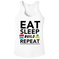 Eat Sleep Build Repeat Building Blocks Bricks Master Builder Ladies PosiCharge Competitor Racerback Tank