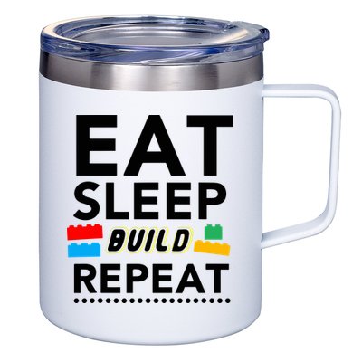 Eat Sleep Build Repeat Building Blocks Bricks Master Builder 12oz Stainless Steel Coffee Mug