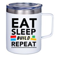 Eat Sleep Build Repeat Building Blocks Bricks Master Builder 12oz Stainless Steel Coffee Mug