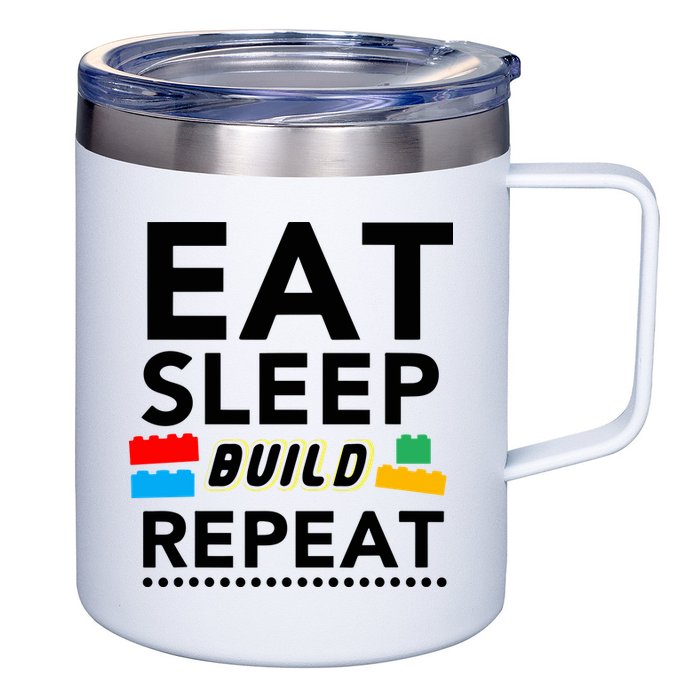 Eat Sleep Build Repeat Building Blocks Bricks Master Builder 12oz Stainless Steel Coffee Mug