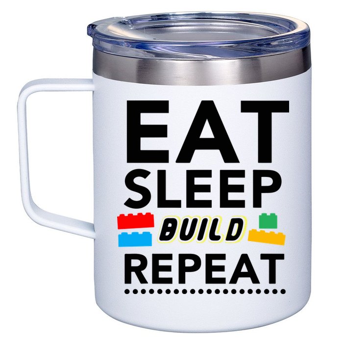 Eat Sleep Build Repeat Building Blocks Bricks Master Builder 12oz Stainless Steel Coffee Mug