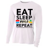 Eat Sleep Build Repeat Building Blocks Bricks Master Builder Cooling Performance Long Sleeve Crew