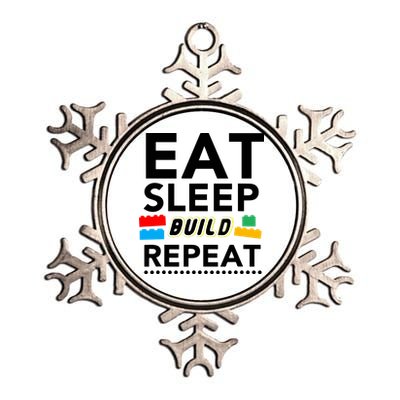 Eat Sleep Build Repeat Building Blocks Bricks Master Builder Metallic Star Ornament