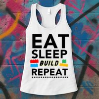 Eat Sleep Build Repeat Building Blocks Bricks Master Builder Womens Tank Top