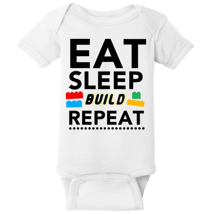 Eat Sleep Build Repeat Building Blocks Bricks Master Builder Baby Bodysuit