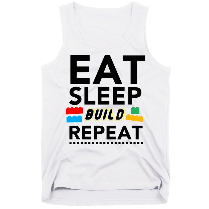 Eat Sleep Build Repeat Building Blocks Bricks Master Builder Tank Top