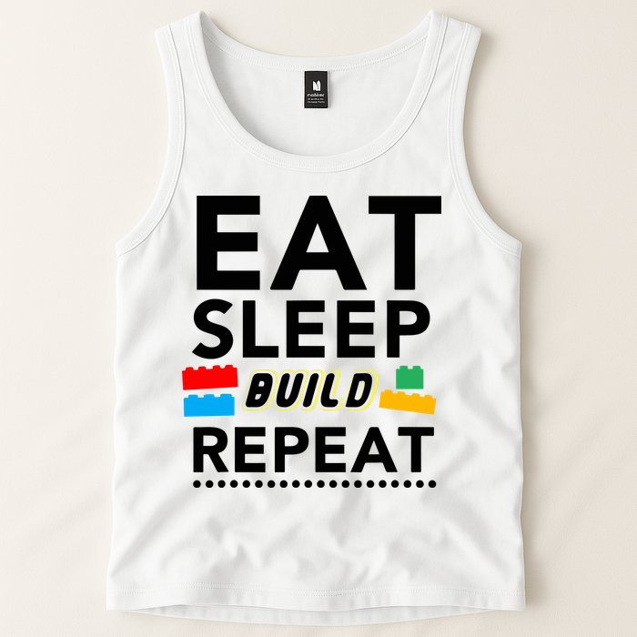 Eat Sleep Build Repeat Building Blocks Bricks Master Builder Tank Top