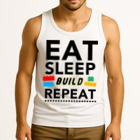 Eat Sleep Build Repeat Building Blocks Bricks Master Builder Tank Top