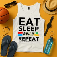 Eat Sleep Build Repeat Building Blocks Bricks Master Builder Tank Top