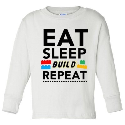 Eat Sleep Build Repeat Building Blocks Bricks Master Builder Toddler Long Sleeve Shirt