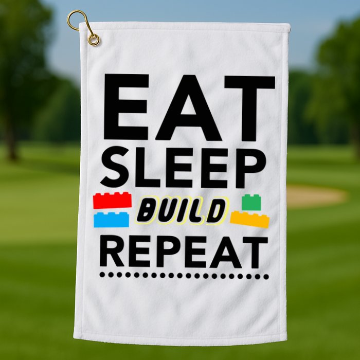 Eat Sleep Build Repeat Building Blocks Bricks Master Builder Golf Towel