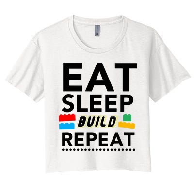 Eat Sleep Build Repeat Building Blocks Bricks Master Builder Crop Top