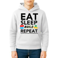Eat Sleep Build Repeat Building Blocks Bricks Master Builder Kids Hoodie