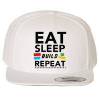 Eat Sleep Build Repeat Building Blocks Bricks Master Builder Wool Snapback Cap