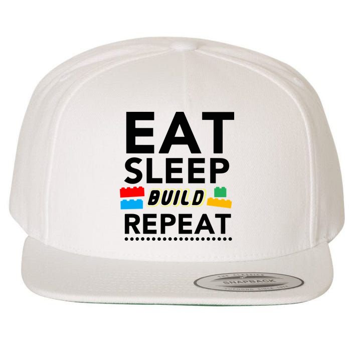 Eat Sleep Build Repeat Building Blocks Bricks Master Builder Wool Snapback Cap