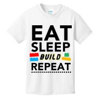 Eat Sleep Build Repeat Building Blocks Bricks Master Builder Kids T-Shirt