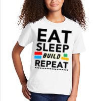 Eat Sleep Build Repeat Building Blocks Bricks Master Builder Kids T-Shirt