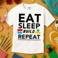 Eat Sleep Build Repeat Building Blocks Bricks Master Builder Kids T-Shirt
