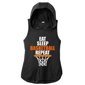 Eat. Sleep. Basketball. Repeat, For Basketball Fans Ladies PosiCharge Tri-Blend Wicking Draft Hoodie Tank