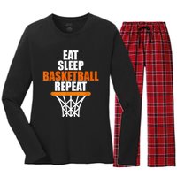 Eat. Sleep. Basketball. Repeat, For Basketball Fans Women's Long Sleeve Flannel Pajama Set 