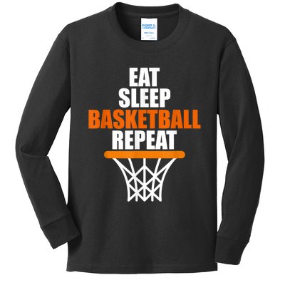 Eat. Sleep. Basketball. Repeat, For Basketball Fans Kids Long Sleeve Shirt