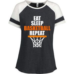 Eat. Sleep. Basketball. Repeat, For Basketball Fans Enza Ladies Jersey Colorblock Tee