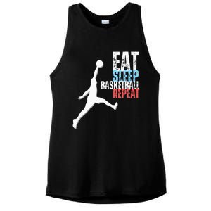 Eat Sleep Basketball Repeat Players Ladies PosiCharge Tri-Blend Wicking Tank