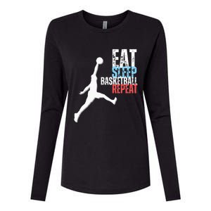 Eat Sleep Basketball Repeat Players Womens Cotton Relaxed Long Sleeve T-Shirt