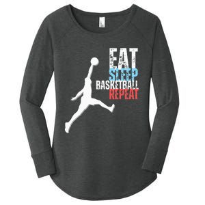 Eat Sleep Basketball Repeat Players Women's Perfect Tri Tunic Long Sleeve Shirt