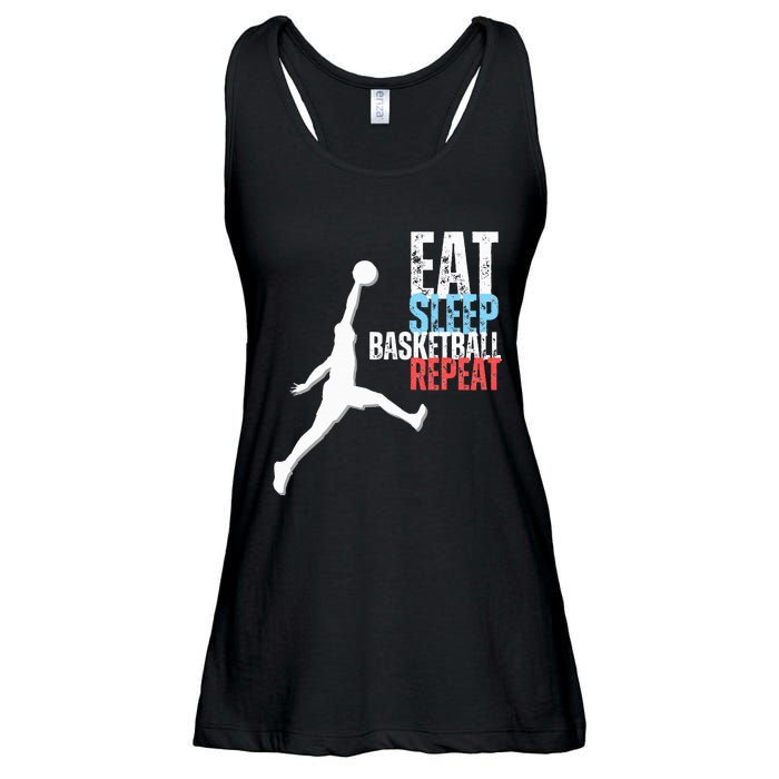 Eat Sleep Basketball Repeat Players Ladies Essential Flowy Tank