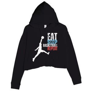 Eat Sleep Basketball Repeat Players Crop Fleece Hoodie