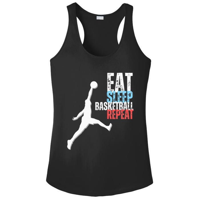 Eat Sleep Basketball Repeat Players Ladies PosiCharge Competitor Racerback Tank