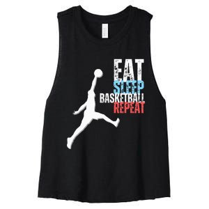 Eat Sleep Basketball Repeat Players Women's Racerback Cropped Tank