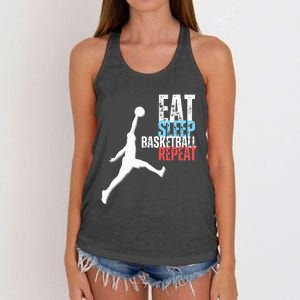 Eat Sleep Basketball Repeat Players Women's Knotted Racerback Tank