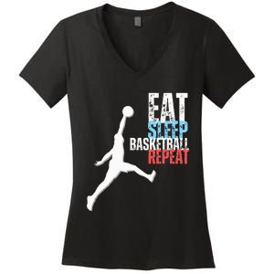 Eat Sleep Basketball Repeat Players Women's V-Neck T-Shirt